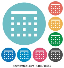 Top border flat white icons on round color backgrounds