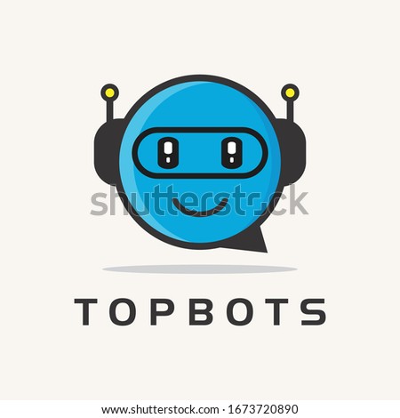 Top Bots illustration/cartoon. Chatbot icon. Bot sign design. Chat bot logo concept.