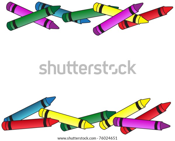 Download Top Bottom Border Crayons School Background Stock Vector ...