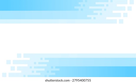 Top and bottom frame illustration of square dot lines with light blue gradient and a sense of speed