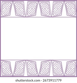 Top and bottom panels of repeating triangular motifs create a decorative frame around a spacious light center area.