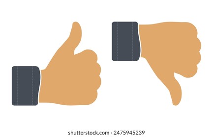 Top and Bottom Thumb Design. Thumb Hand Gesture Vector. Likes and Dislikes Illustration.