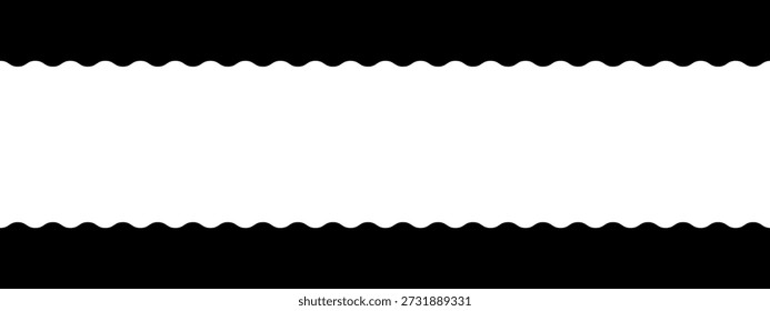 Fronteras onduladas superior e inferior. Plantilla de Anuncio con líneas curvas Horizontales y espacio vacío para texto. Vector ilustración gráfica.