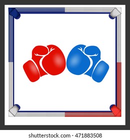 Top Of Boxing Ring With Glove Icon.