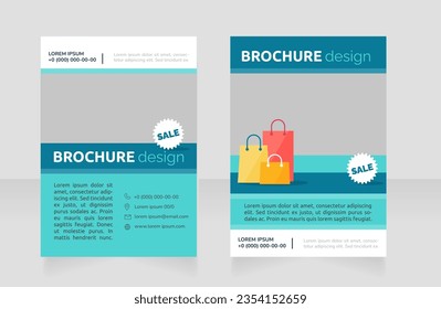 Top brand clothing store offers blank brochure design. Template set with copy space for text. Premade corporate reports collection. Editable 2 paper pages. Ubuntu Bold, Raleway Regular fonts used