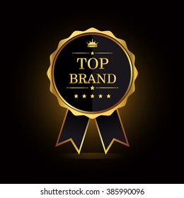 Top Brand Golden Badge, Vector Illustration.