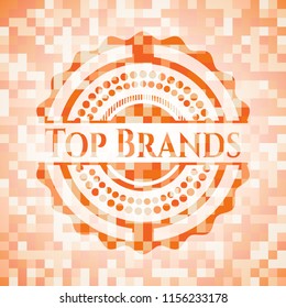 Top Brands abstract orange mosaic emblem with background