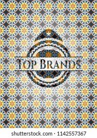 Top Brands arabesque emblem background. arabic decoration.