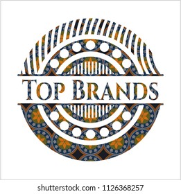 Top Brands arabic emblem background. Arabesque decoration.