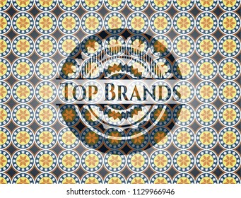 Top Brands arabic emblem background. Arabesque decoration.