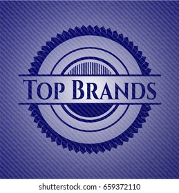 Top Brands badge with denim texture