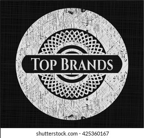 Top Brands chalk emblem written on a blackboard
