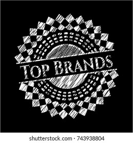 Top Brands chalk emblem written on a blackboard