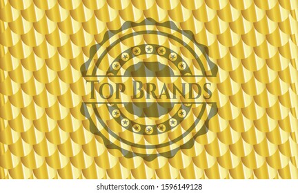 Top Brands gold emblem or badge. Scales pattern. Vector Illustration. Detailed.