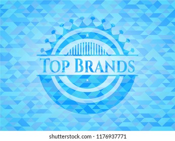 Top Brands light blue emblem with triangle mosaic background