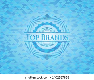 Top Brands realistic sky blue emblem. Mosaic background