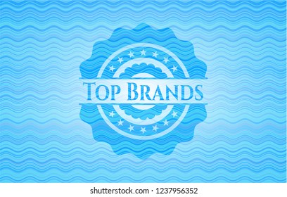 Top Brands sky blue water emblem.