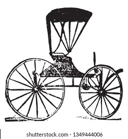 Top Buggy is a light four wheeled vehicle in common use in the late 19th century, vintage line drawing or engraving illustration.