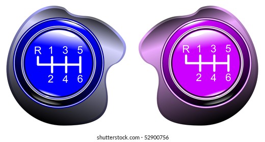 Top of the button of the manual automobile lever of a gear change of 6 speeds vector eps10