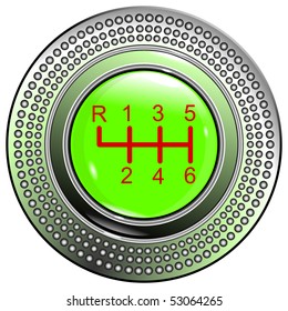Top of the button of the manual automobile lever of a gear change of 6 speeds vector eps10