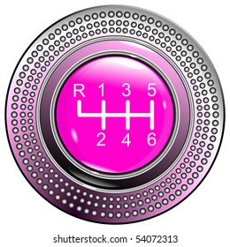 Top of the button of the manual automobile lever of a gear change of 6 speeds vector eps10