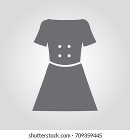 Top with buttons and skirt vector icon. Women clothes icon. Woman dress icon.
