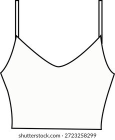 top Cad Basics singlet chaleco deportivo camiseta de contorno cami cad Prenda Flat clothing technical drawing cads ropa de diseño de moda contorno v cuello pestañas encaje trending Vector diseñador mujeres ilustración croquetas mock up niñas