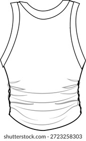 top Cad Basics singlet chaleco deportivo camiseta de contorno cami cad Prenda Flat clothing technical drawing cads ropa de diseño de moda contorno v cuello pestañas encaje trending Vector diseñador mujeres ilustración croquetas mock up niñas