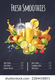 Top Cafe menu restaurant brochure. Food design template with juice menu.