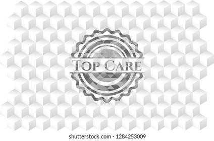 Top Care grey emblem with cube white background