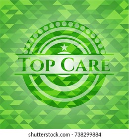 Top Care realistic green mosaic emblem