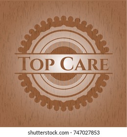 Top Care retro style wooden emblem