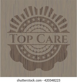 Top Care retro wooden emblem