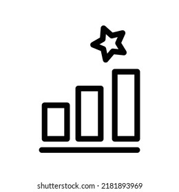 Top Chart Icon With Star In Black Outline Style