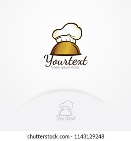 Top chef logo design, Vector of tray and chef hat are symbols of cooking and dish. Cooking vector logo template