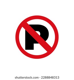 Top choice of No Parking icon in red and black. Sign Symbol vector illustration template in trendy flat style. Editable graphic resources for many purposes.