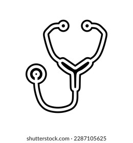 Top choice Stethoscope icon in double outline, vector illustration symbol template in trendy style. Health and Medical logo concept. Editable graphic resources for many purposes.