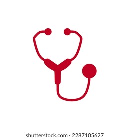Top choice Stethoscope icon in red, vector illustration symbol template in trendy style. Health and Medical logo concept. Editable graphic resources for many purposes.