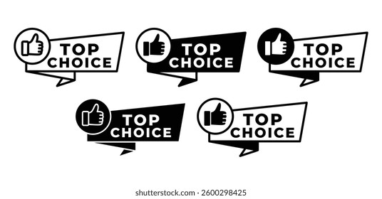 Top Choice with Thumbs Up Icons Vector Design Illustration