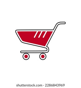 Top choice of Trolley icon vector illustration logo template in red, with black outline. Editable graphic resources for many purposes.