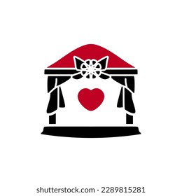 Top choice of Wedding Hall icon in in red and black fill mode. Vector illustration logo template in trendy style. Editable graphic resources for many purposes.