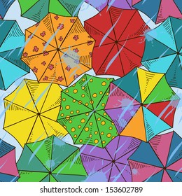 Top of colorful umbrellas seamless pattern