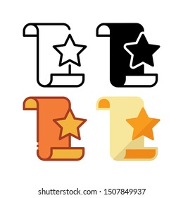Top contract scroll icon. With outline, glyph, filled outline and flat style