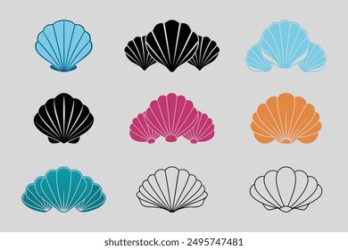 Top Creative Sea Shell Silhouette Paket Vektor | Druckbare Grafikdesigndatei
