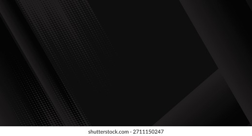 Top Dunkler, tiefschwarzer, dynamischer, abstrakter Vektorhintergrund mit diagonalen Linien. Moderner kreativer Halbton-Premium-Farbverlauf. 3D Cover modern