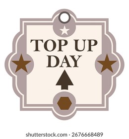 Etiqueta de día de recarga, Ilustración vectorial