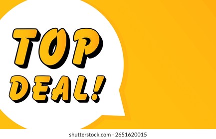 Burbuja de discursos de Top Deal. Esquema en negrita, forma de estilo de cómic, fondo vibrante, elemento de diálogo, comunicación visual, diseño de anuncio, mensaje destacado, Plantilla para interactuar.