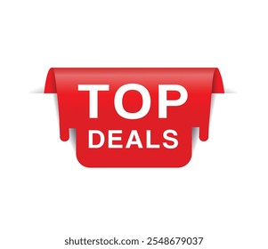 Top deals banner red, colorful vector, advertising or business concept.