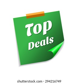 Top Deals Green Sticky Notes Vector Icon Design