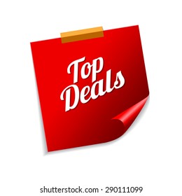 Top Deals Red Sticky Notes Vector Icon Design